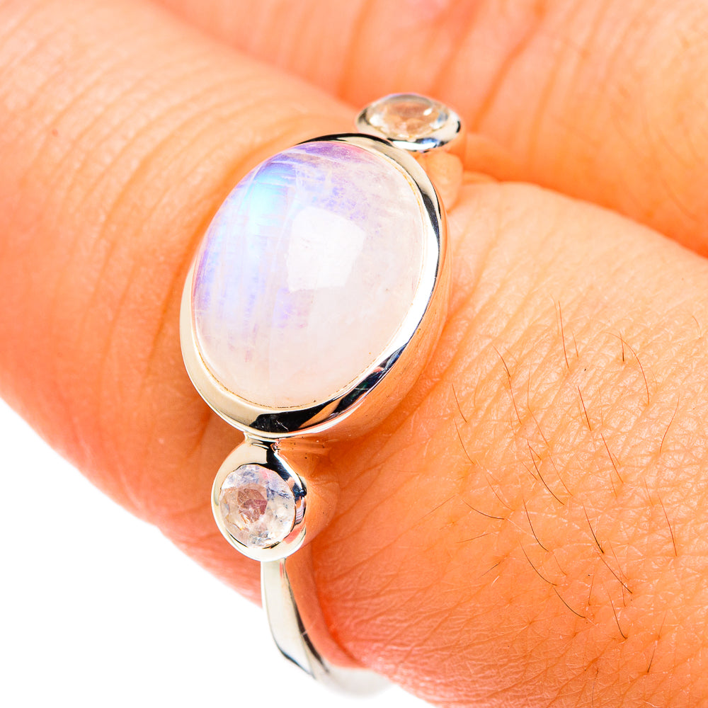 Rainbow Moonstone Rings handcrafted by Ana Silver Co - RING75673