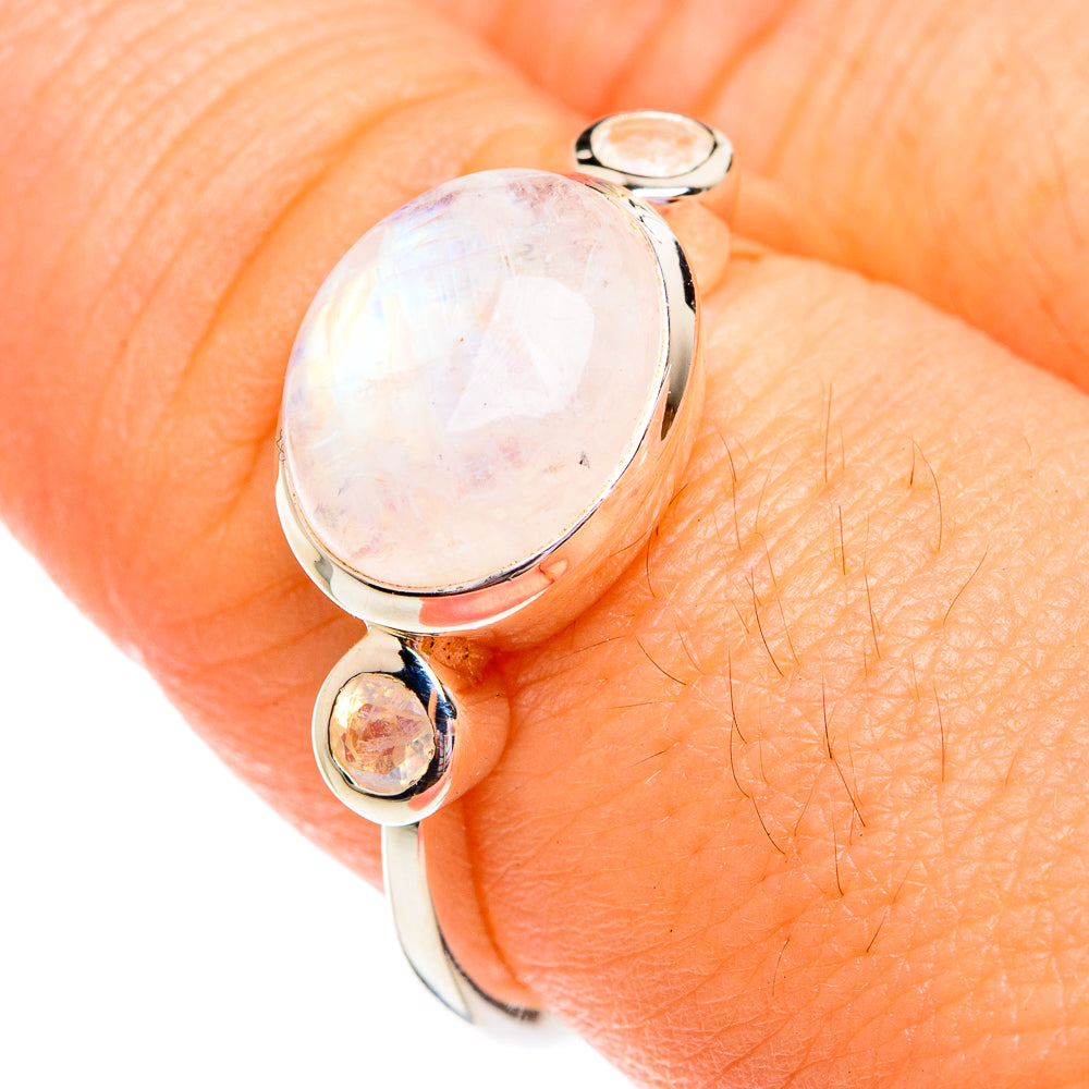 Rainbow Moonstone Rings handcrafted by Ana Silver Co - RING75697