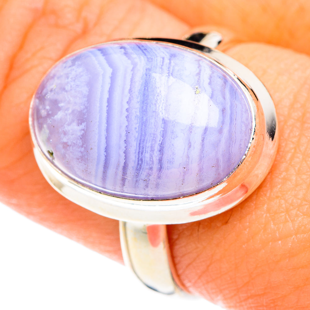 Blue Lace Agate Rings handcrafted by Ana Silver Co - RING75699