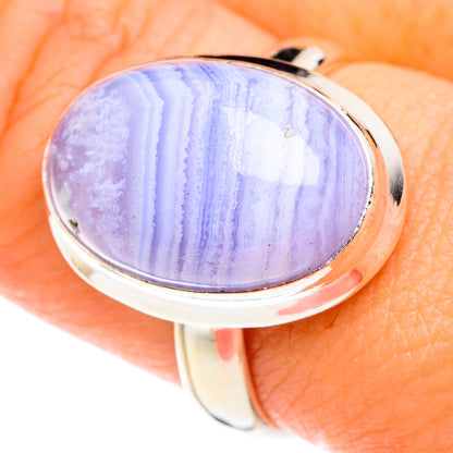 Blue Lace Agate Rings handcrafted by Ana Silver Co - RING75699