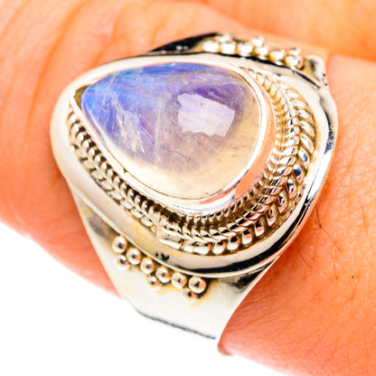 Rainbow Moonstone Rings handcrafted by Ana Silver Co - RING75723
