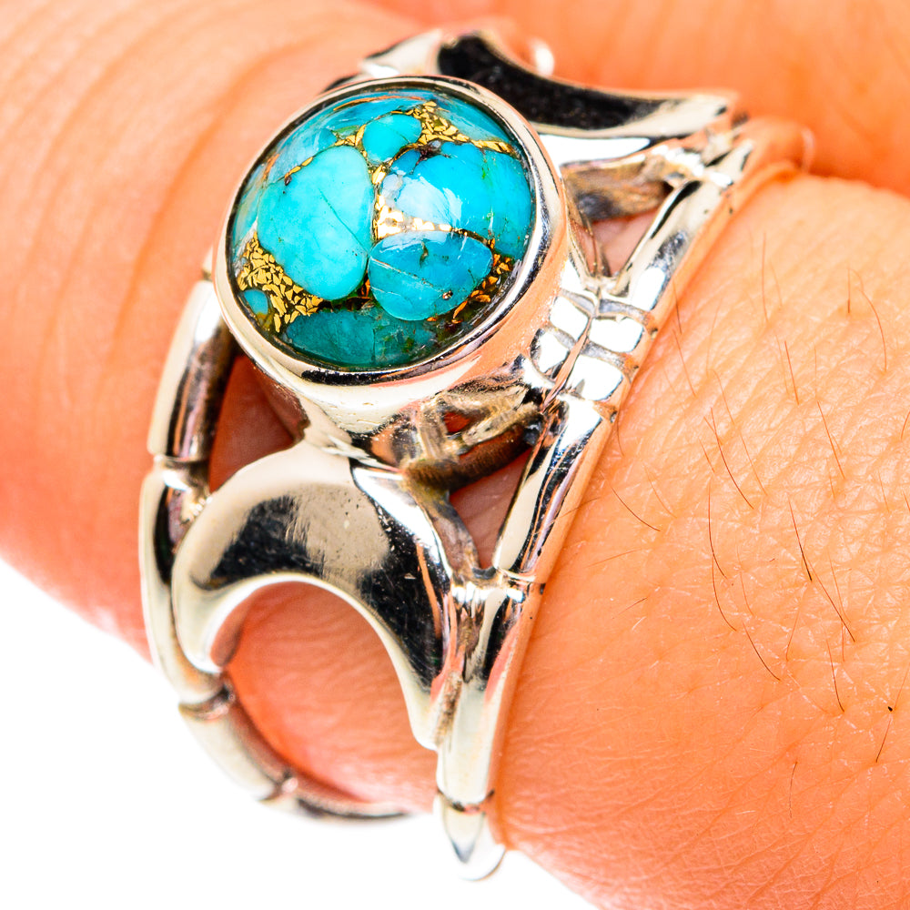 Blue Copper Composite Turquoise Rings handcrafted by Ana Silver Co - RING75726