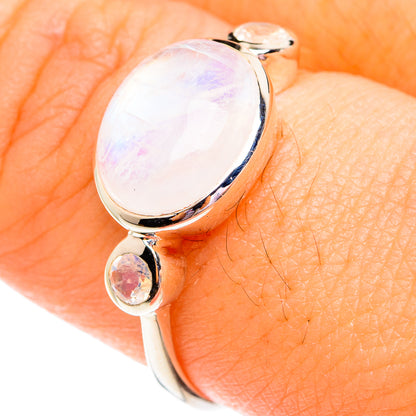 Rainbow Moonstone Rings handcrafted by Ana Silver Co - RING75743