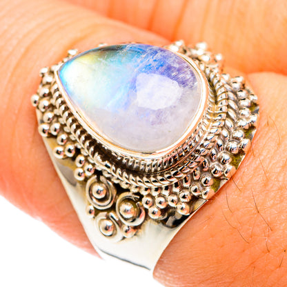 Rainbow Moonstone Rings handcrafted by Ana Silver Co - RING75744