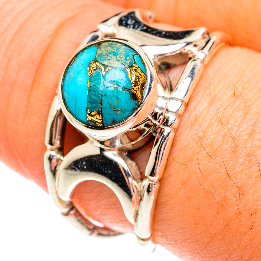 Blue Copper Composite Turquoise Rings handcrafted by Ana Silver Co - RING75751