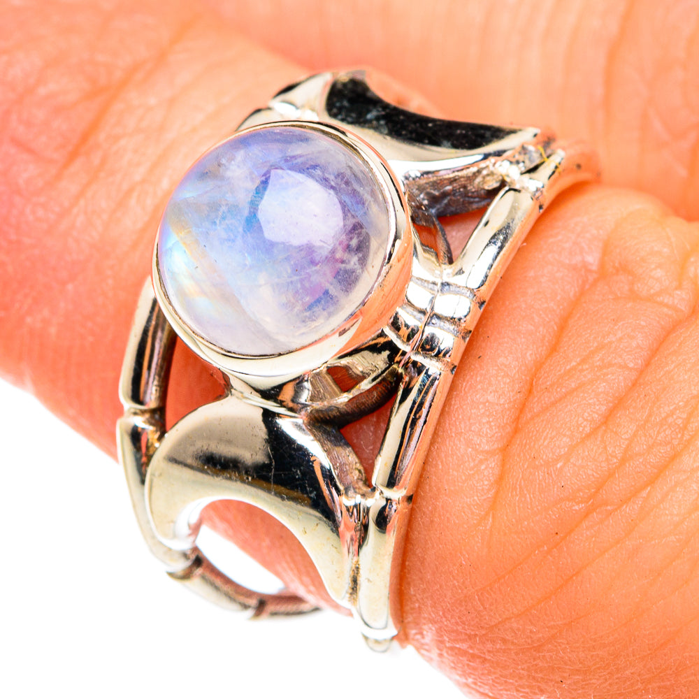 Rainbow Moonstone Rings handcrafted by Ana Silver Co - RING75766