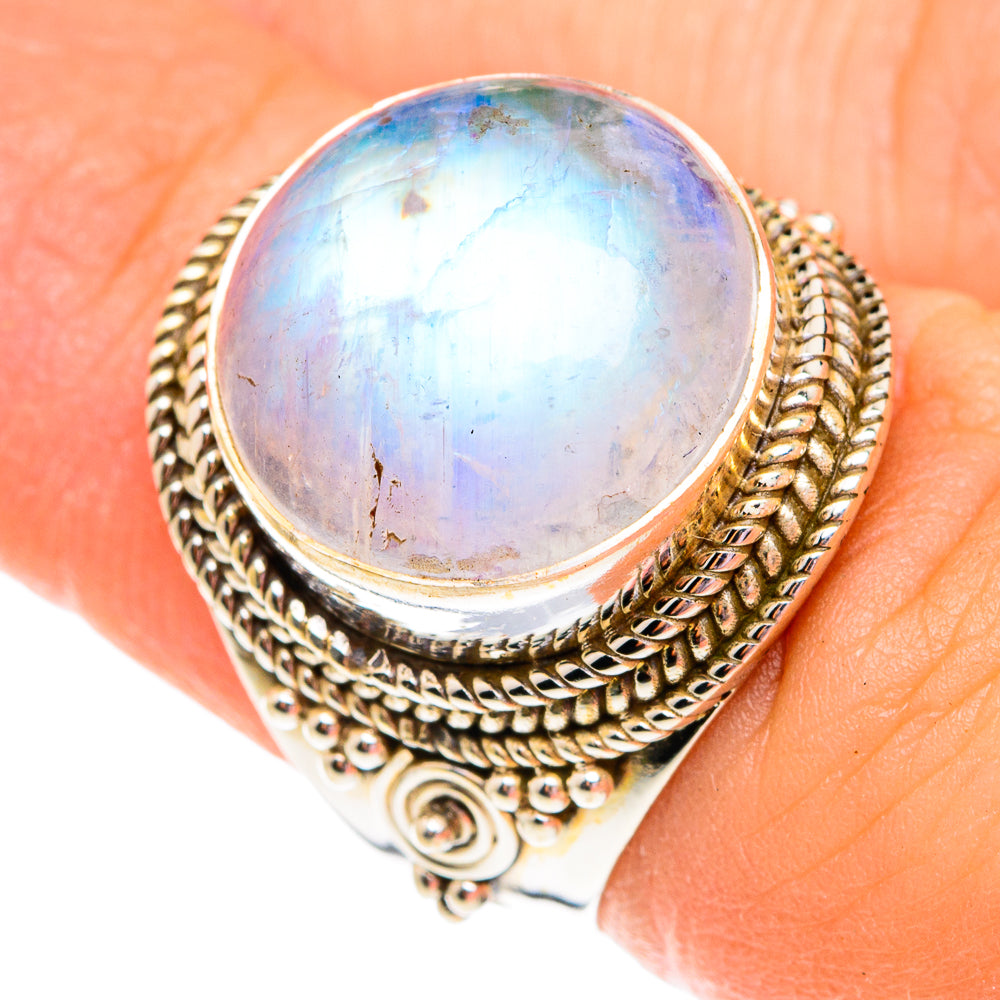 Rainbow Moonstone Rings handcrafted by Ana Silver Co - RING75767