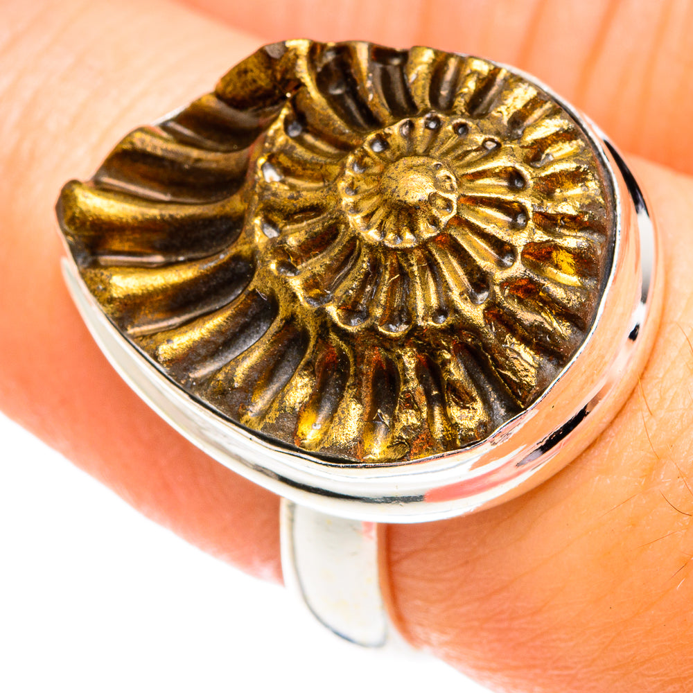 Pyrite Fossil Rings handcrafted by Ana Silver Co - RING75786