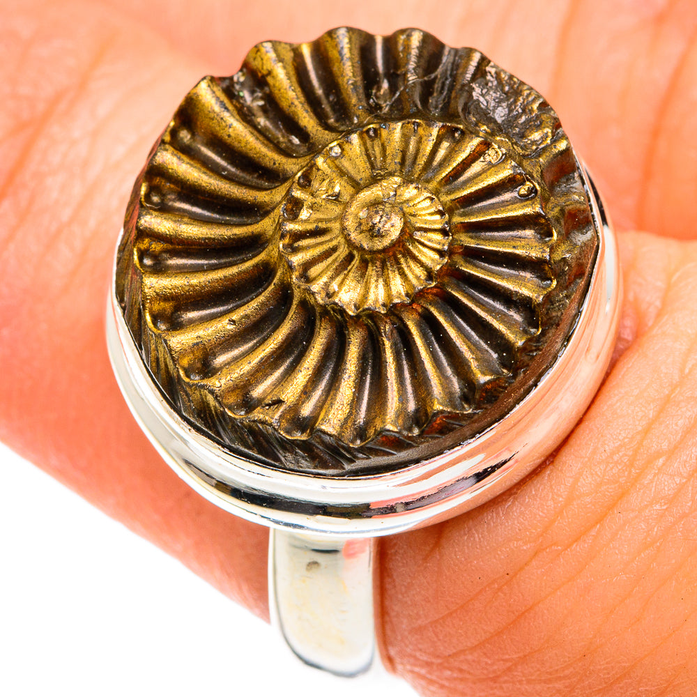 Pyrite Fossil Rings handcrafted by Ana Silver Co - RING75787