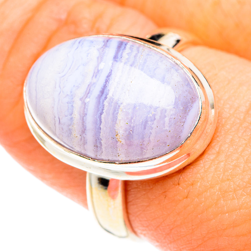 Blue Lace Agate Rings handcrafted by Ana Silver Co - RING75791
