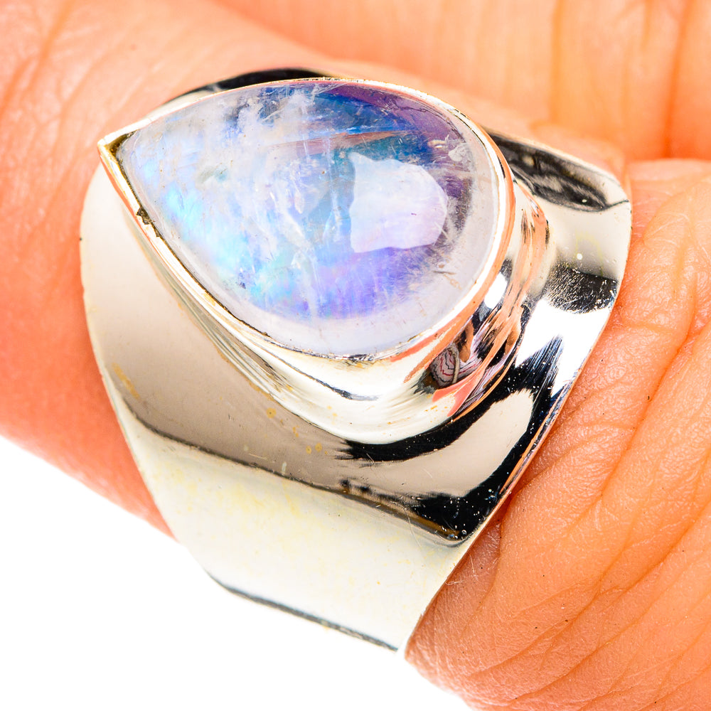 Rainbow Moonstone Rings handcrafted by Ana Silver Co - RING75792