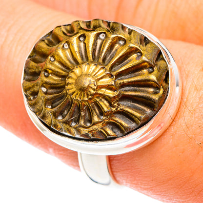 Pyrite Fossil Rings handcrafted by Ana Silver Co - RING75807