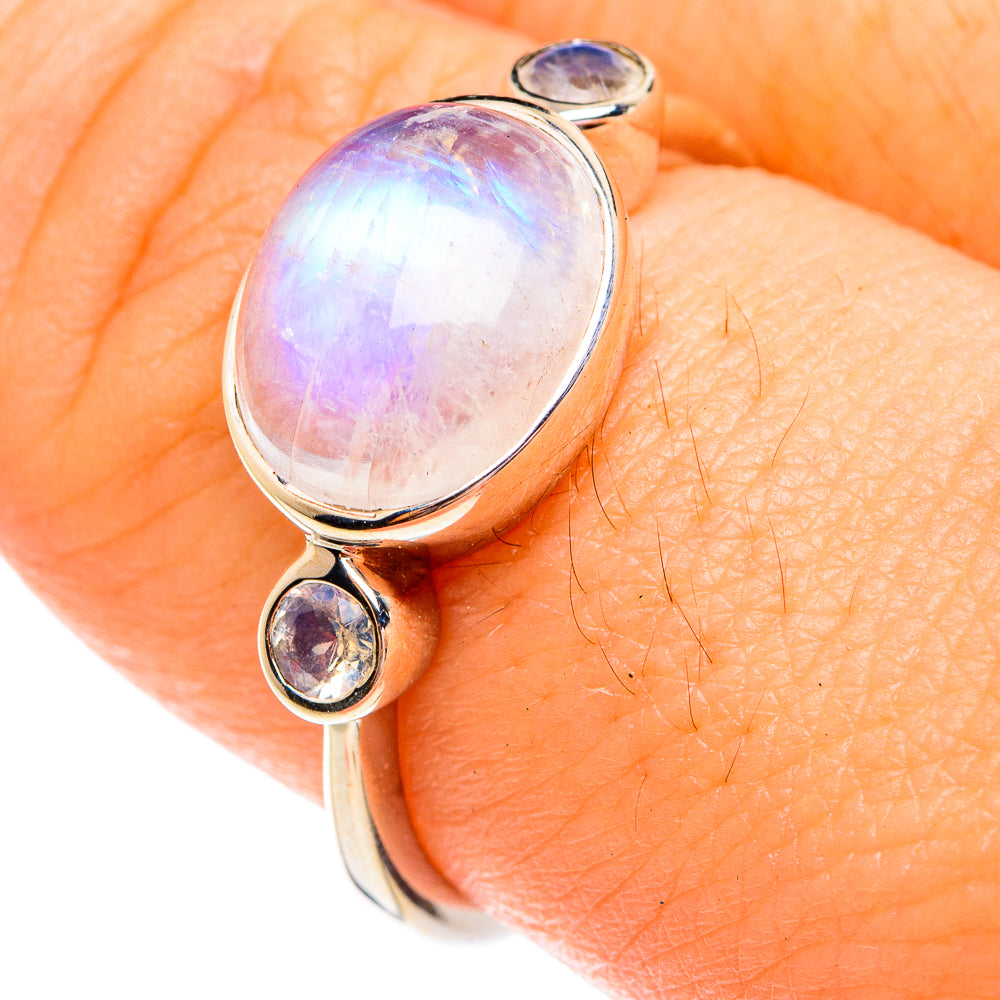 Rainbow Moonstone Rings handcrafted by Ana Silver Co - RING75811