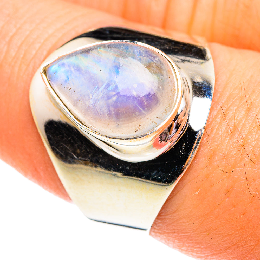 Rainbow Moonstone Rings handcrafted by Ana Silver Co - RING75813