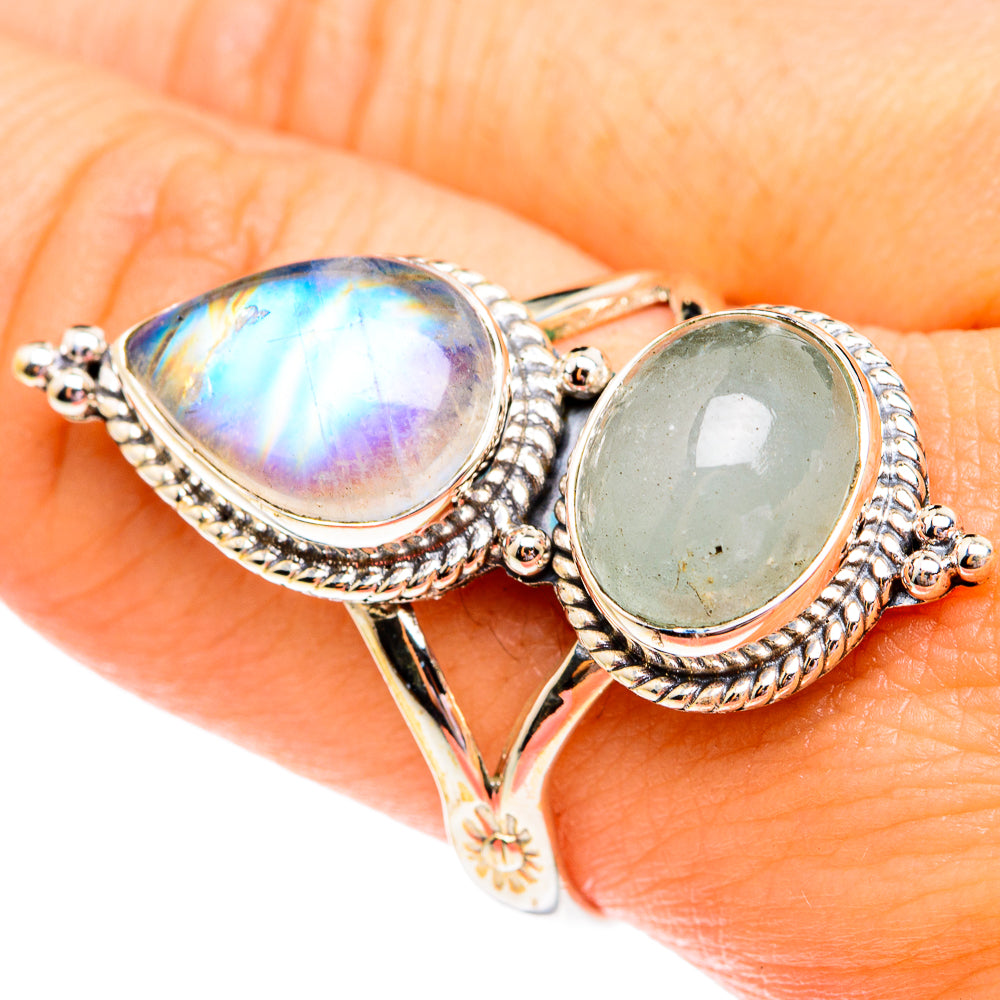 Rainbow Moonstone Rings handcrafted by Ana Silver Co - RING75830