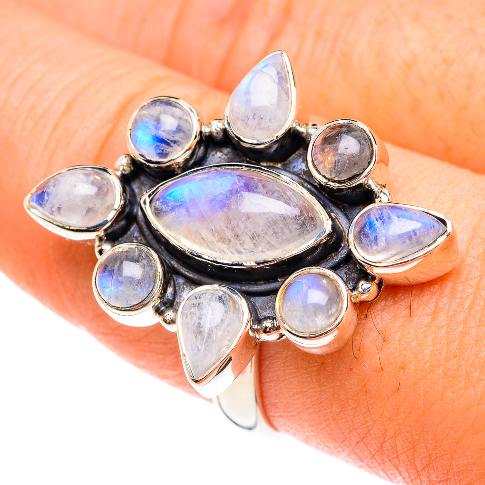 Rainbow Moonstone Rings handcrafted by Ana Silver Co - RING75944