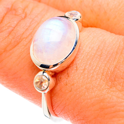 Rainbow Moonstone Rings handcrafted by Ana Silver Co - RING75945