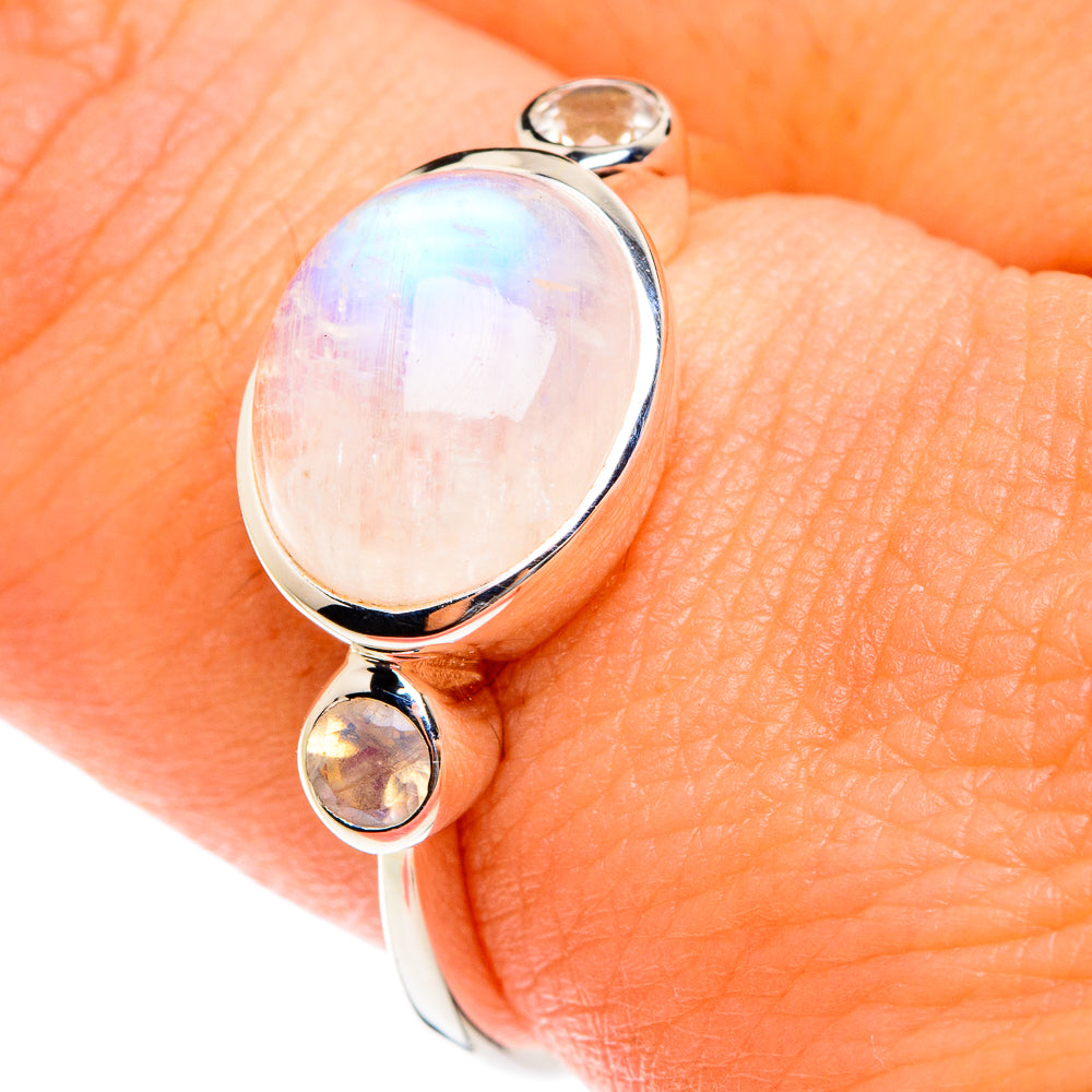 Rainbow Moonstone Rings handcrafted by Ana Silver Co - RING75971