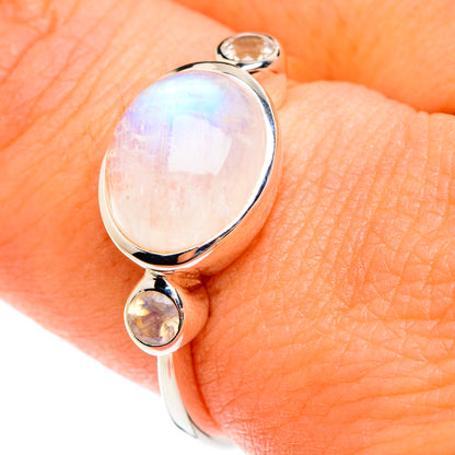 Rainbow Moonstone Rings handcrafted by Ana Silver Co - RING75971