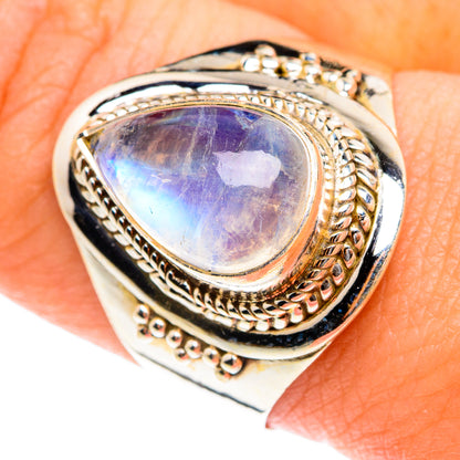 Rainbow Moonstone Rings handcrafted by Ana Silver Co - RING75994