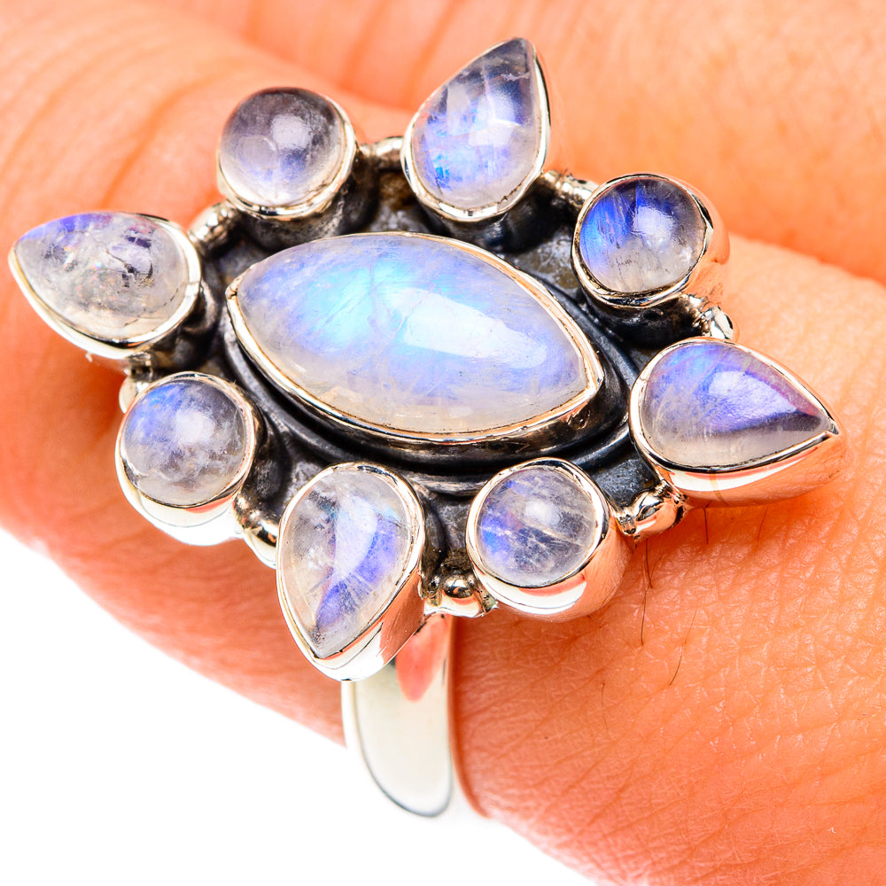 Rainbow Moonstone Rings handcrafted by Ana Silver Co - RING75995