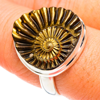 Pyrite Fossil Rings handcrafted by Ana Silver Co - RING76020