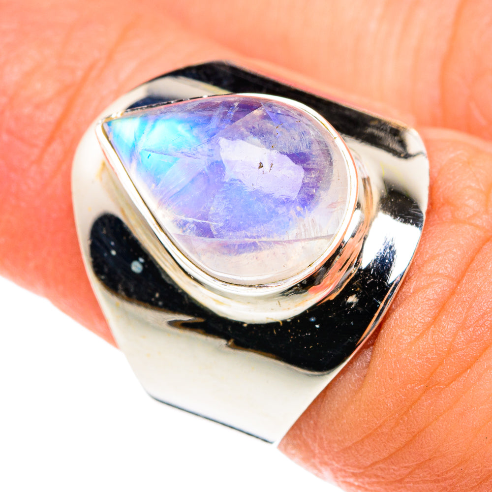 Rainbow Moonstone Rings handcrafted by Ana Silver Co - RING76022