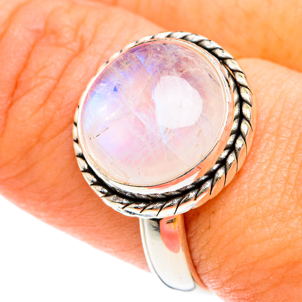 Rainbow Moonstone Rings handcrafted by Ana Silver Co - RING76023