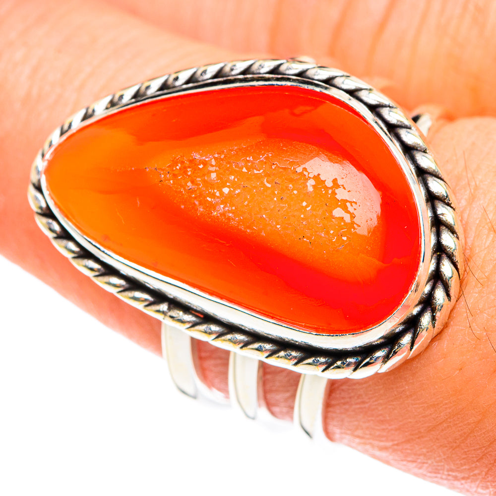 Orange Botswana Agate Rings handcrafted by Ana Silver Co - RING76034