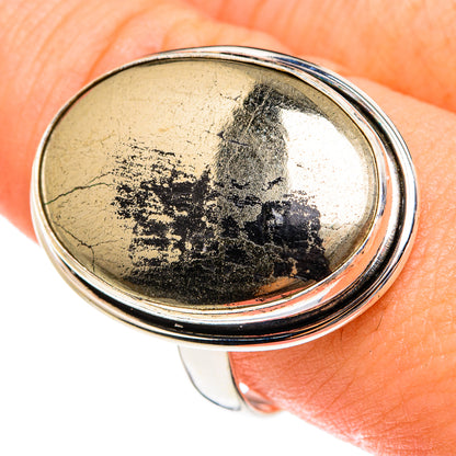Pyrite In Black Onyx Rings handcrafted by Ana Silver Co - RING76044
