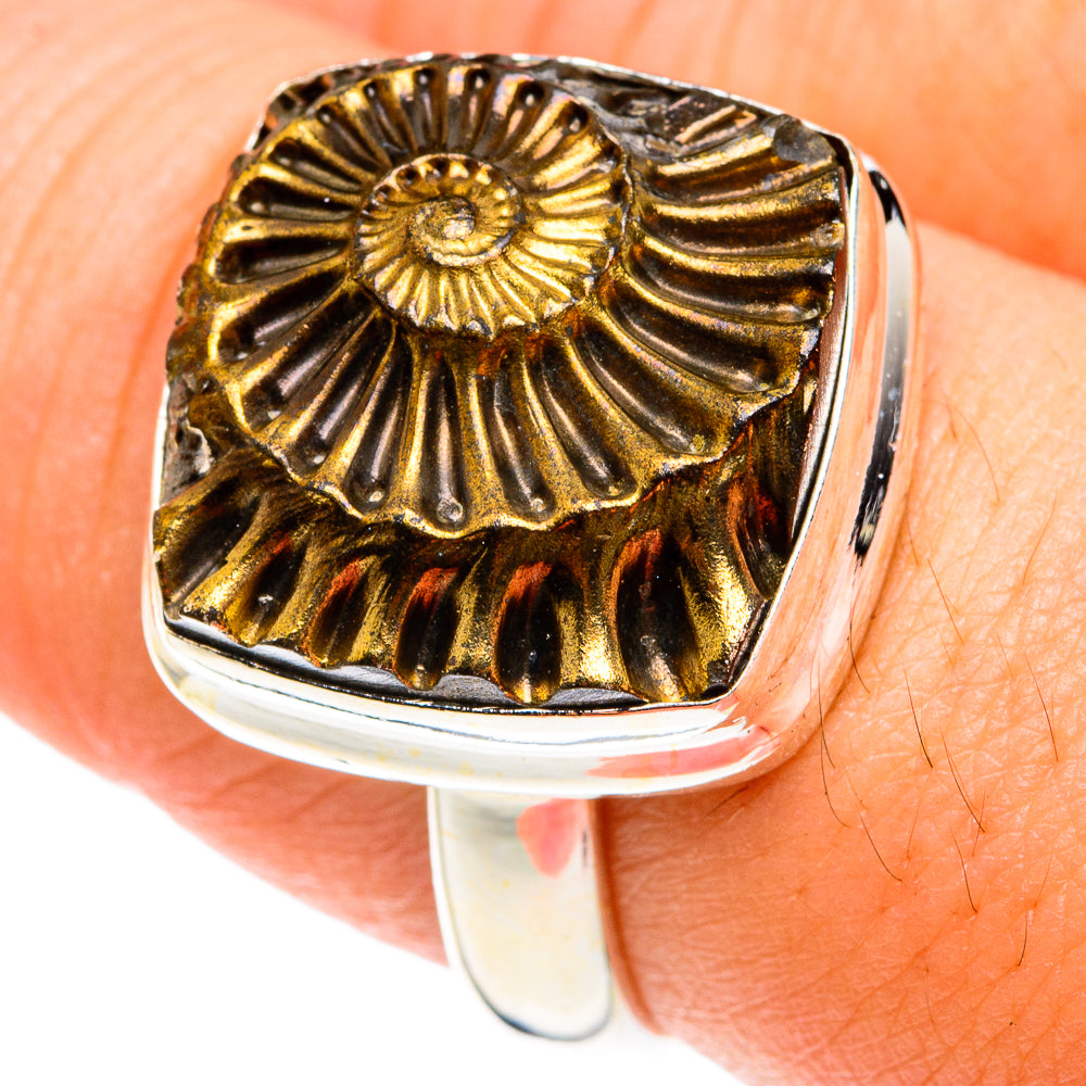 Pyrite Fossil Rings handcrafted by Ana Silver Co - RING76045