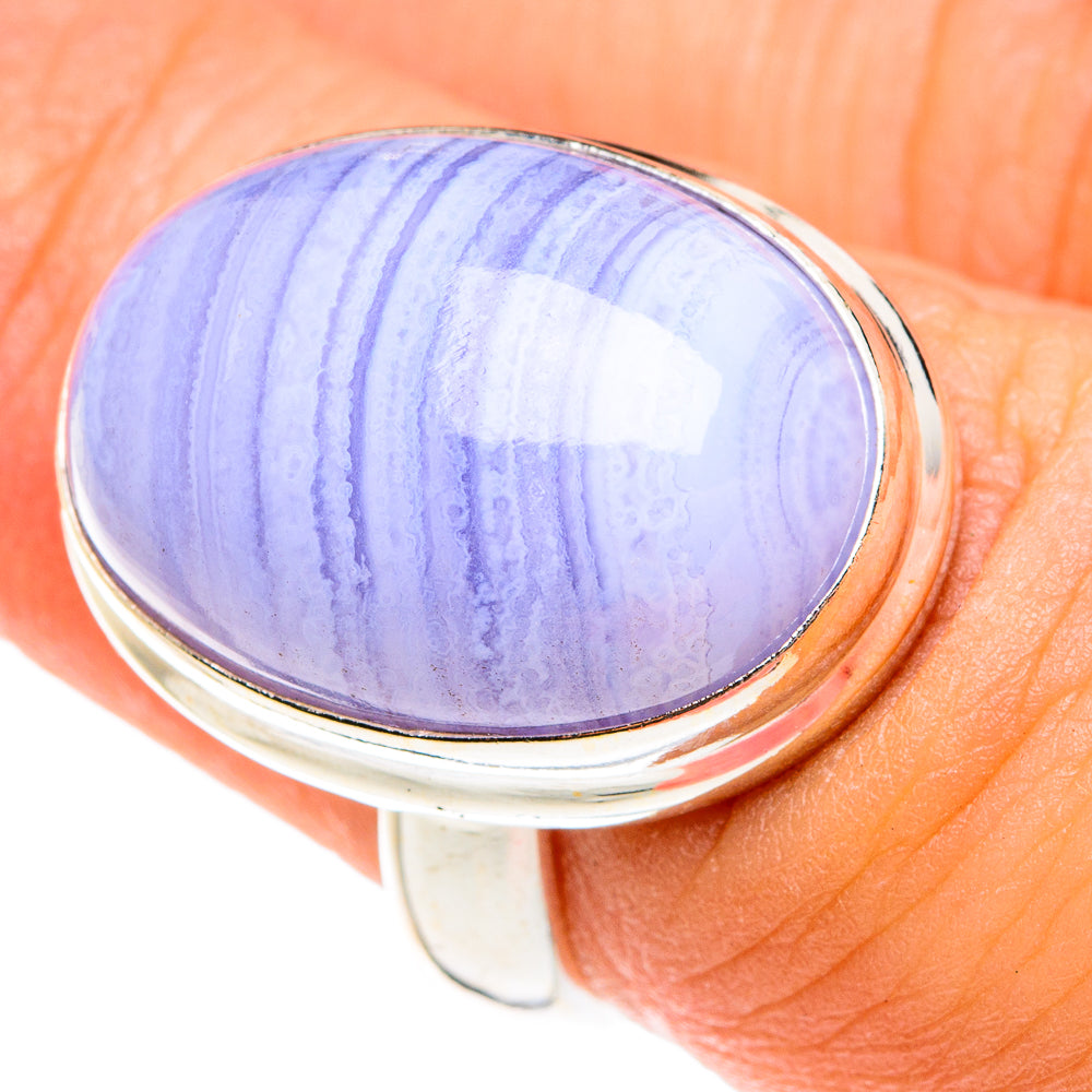 Blue Lace Agate Rings handcrafted by Ana Silver Co - RING76047