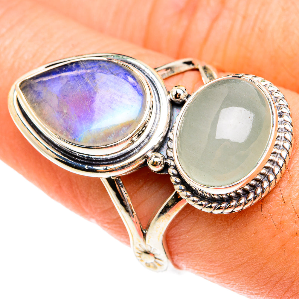 Rainbow Moonstone Rings handcrafted by Ana Silver Co - RING76050