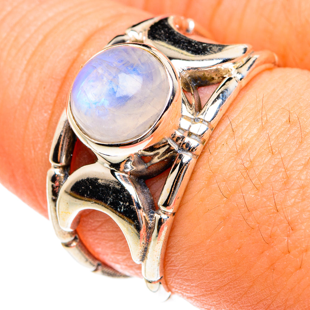 Rainbow Moonstone Rings handcrafted by Ana Silver Co - RING76067