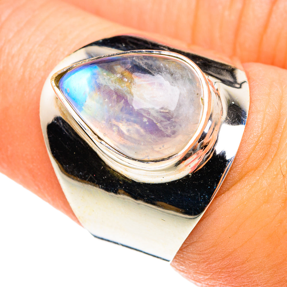 Rainbow Moonstone Rings handcrafted by Ana Silver Co - RING76068