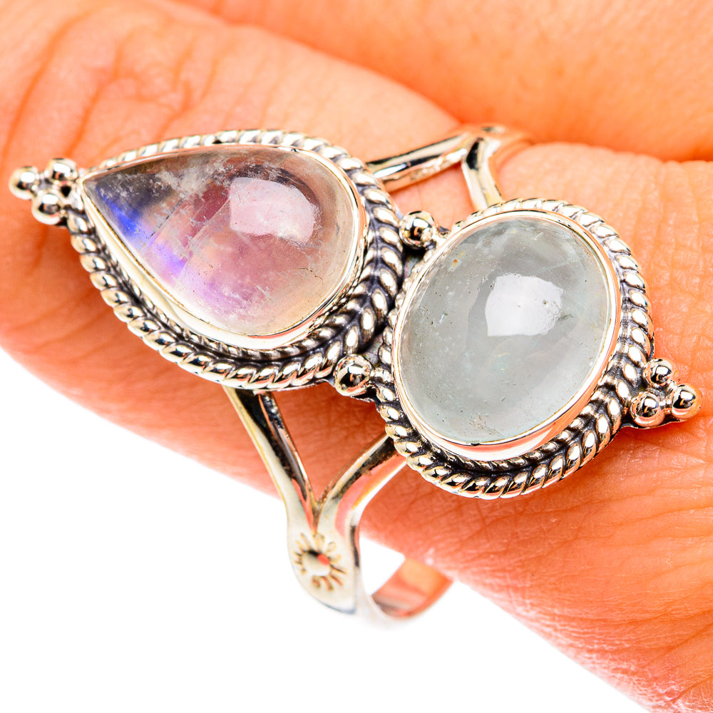 Rainbow Moonstone Rings handcrafted by Ana Silver Co - RING76071