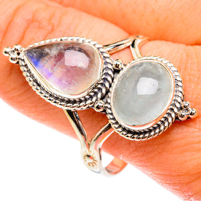 Rainbow Moonstone Rings handcrafted by Ana Silver Co - RING76071