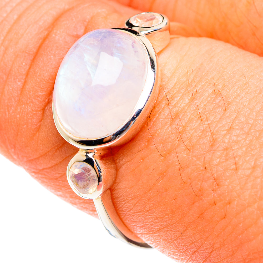 Rainbow Moonstone Rings handcrafted by Ana Silver Co - RING76090