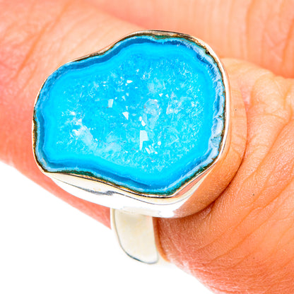 Blue Geode Slice Rings handcrafted by Ana Silver Co - RING76092