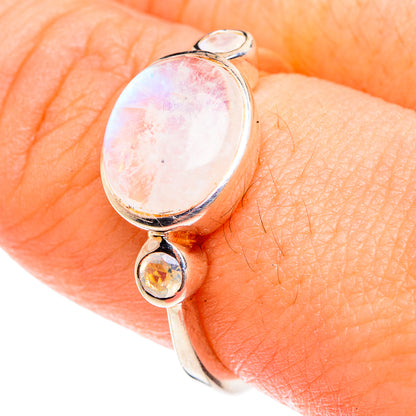 Rainbow Moonstone Rings handcrafted by Ana Silver Co - RING76110