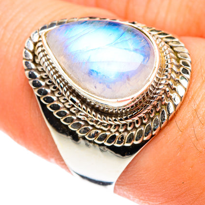 Rainbow Moonstone Rings handcrafted by Ana Silver Co - RING76111