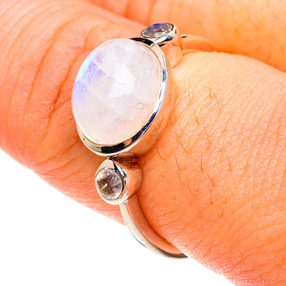 Rainbow Moonstone Rings handcrafted by Ana Silver Co - RING76130
