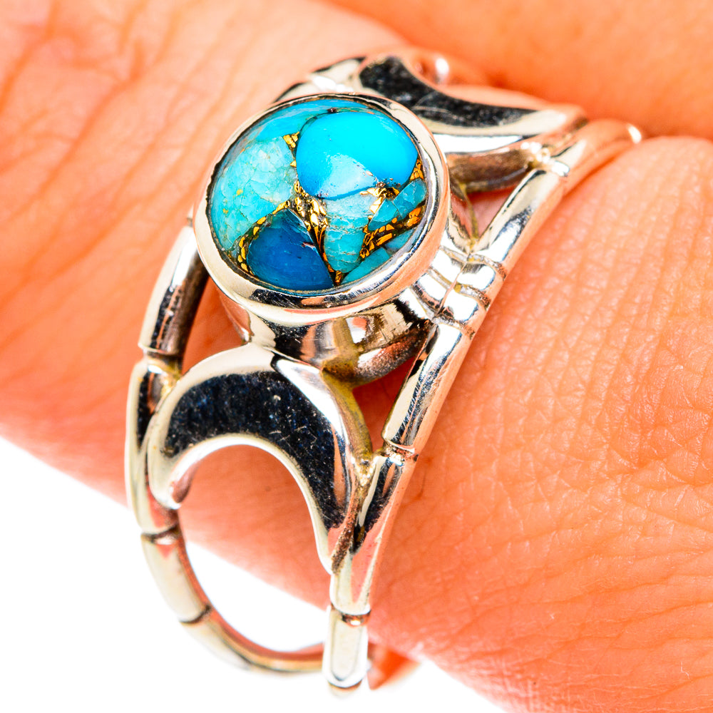 Blue Copper Composite Turquoise Rings handcrafted by Ana Silver Co - RING76134