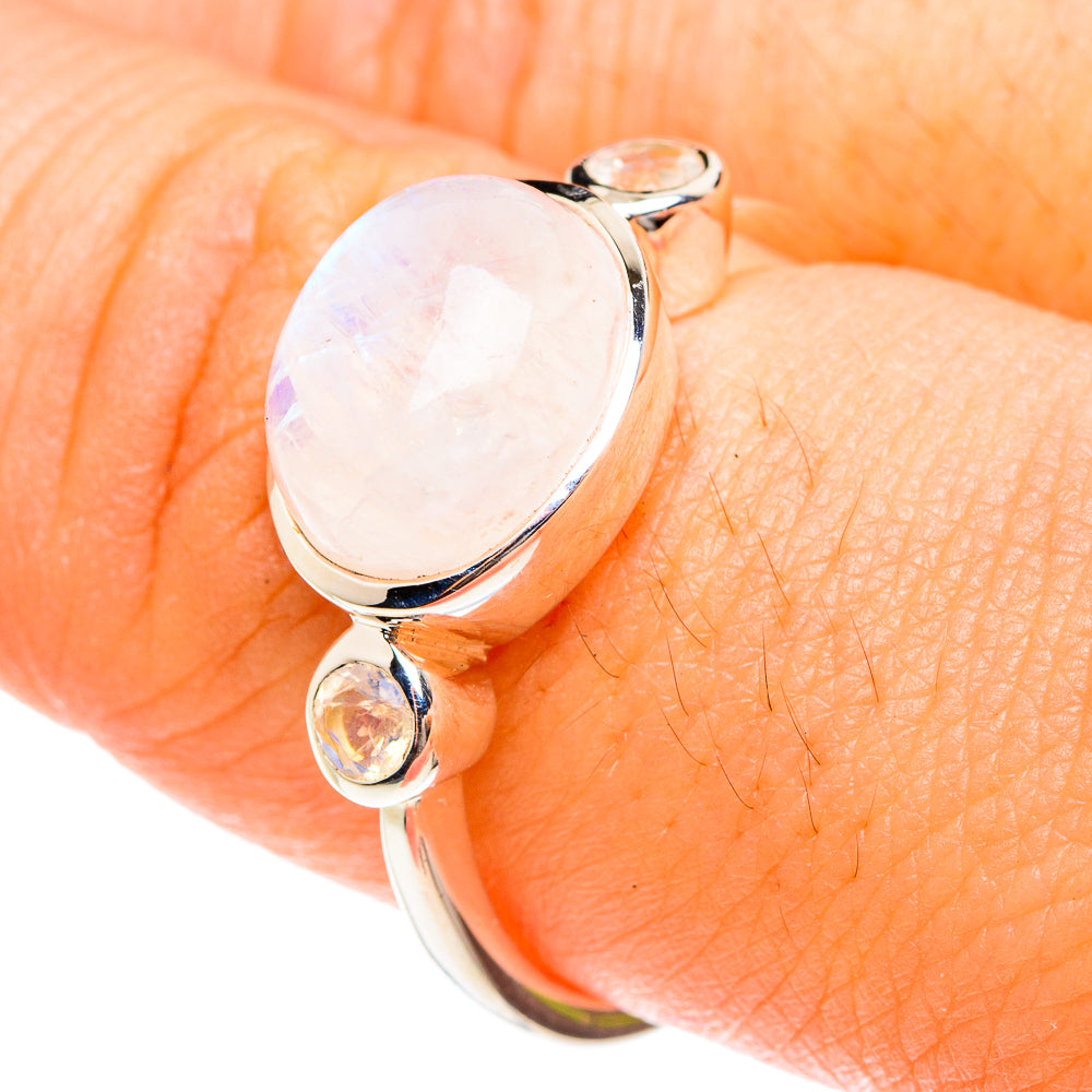 Rainbow Moonstone Rings handcrafted by Ana Silver Co - RING76156