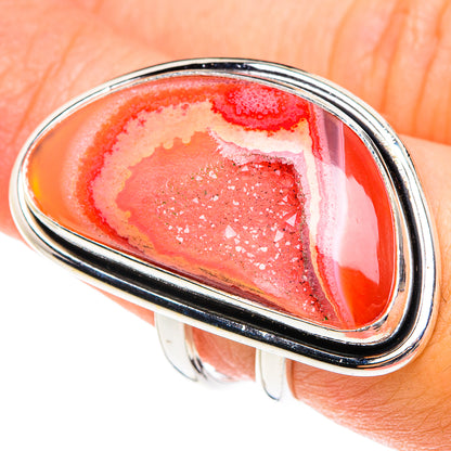 Red Geode Slice Rings handcrafted by Ana Silver Co - RING76174
