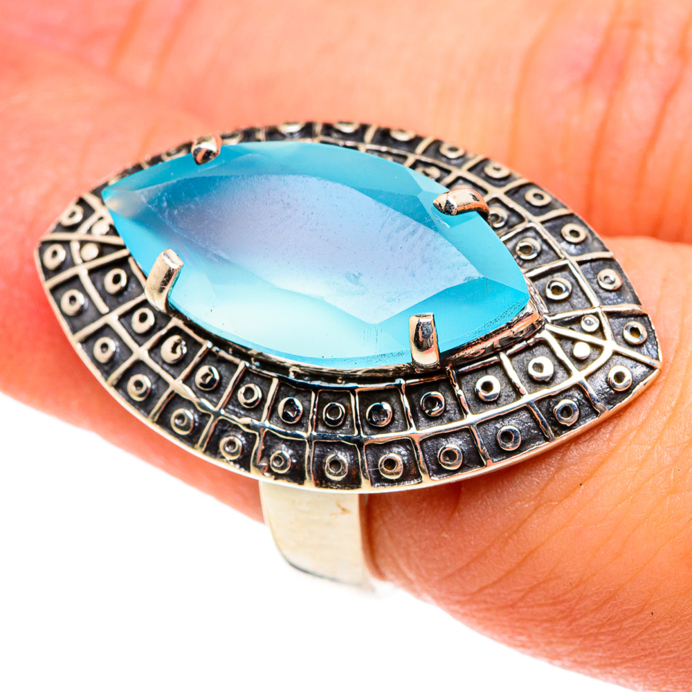Aqua Chalcedony Rings handcrafted by Ana Silver Co - RING76196