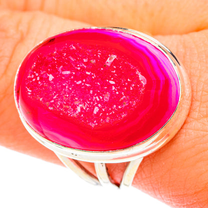 Pink Agate Druzy Rings handcrafted by Ana Silver Co - RING76211