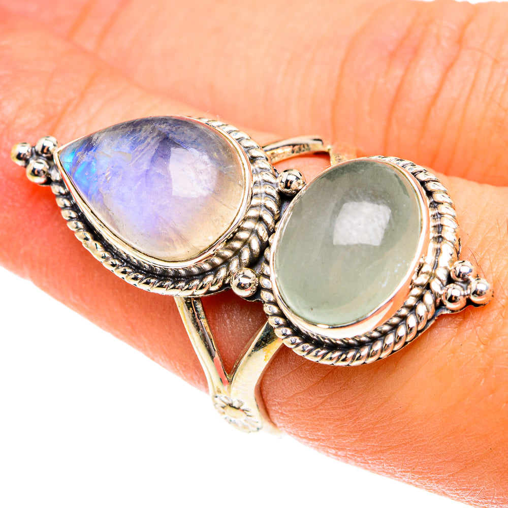 Rainbow Moonstone Rings handcrafted by Ana Silver Co - RING76268