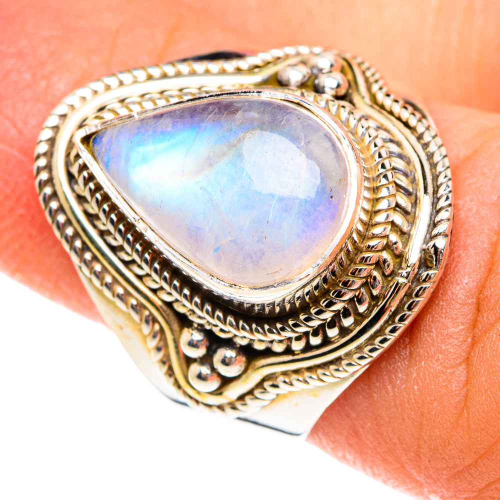 Rainbow Moonstone Rings handcrafted by Ana Silver Co - RING76290