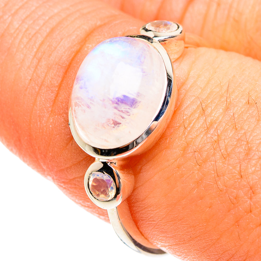 Rainbow Moonstone Rings handcrafted by Ana Silver Co - RING76318